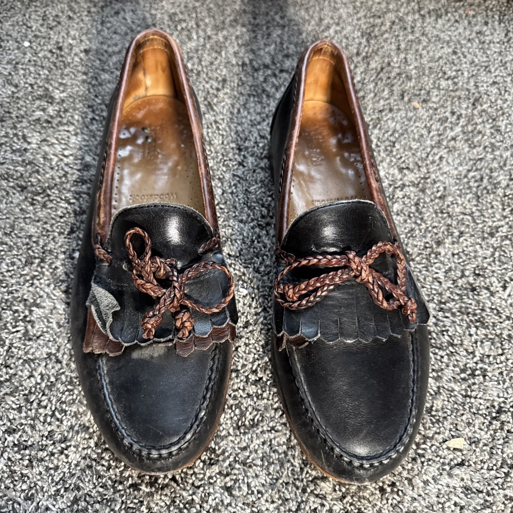 Allen Edmonds Woodstock 8 D Black Tan Kilt Tassel Loafer Made USA